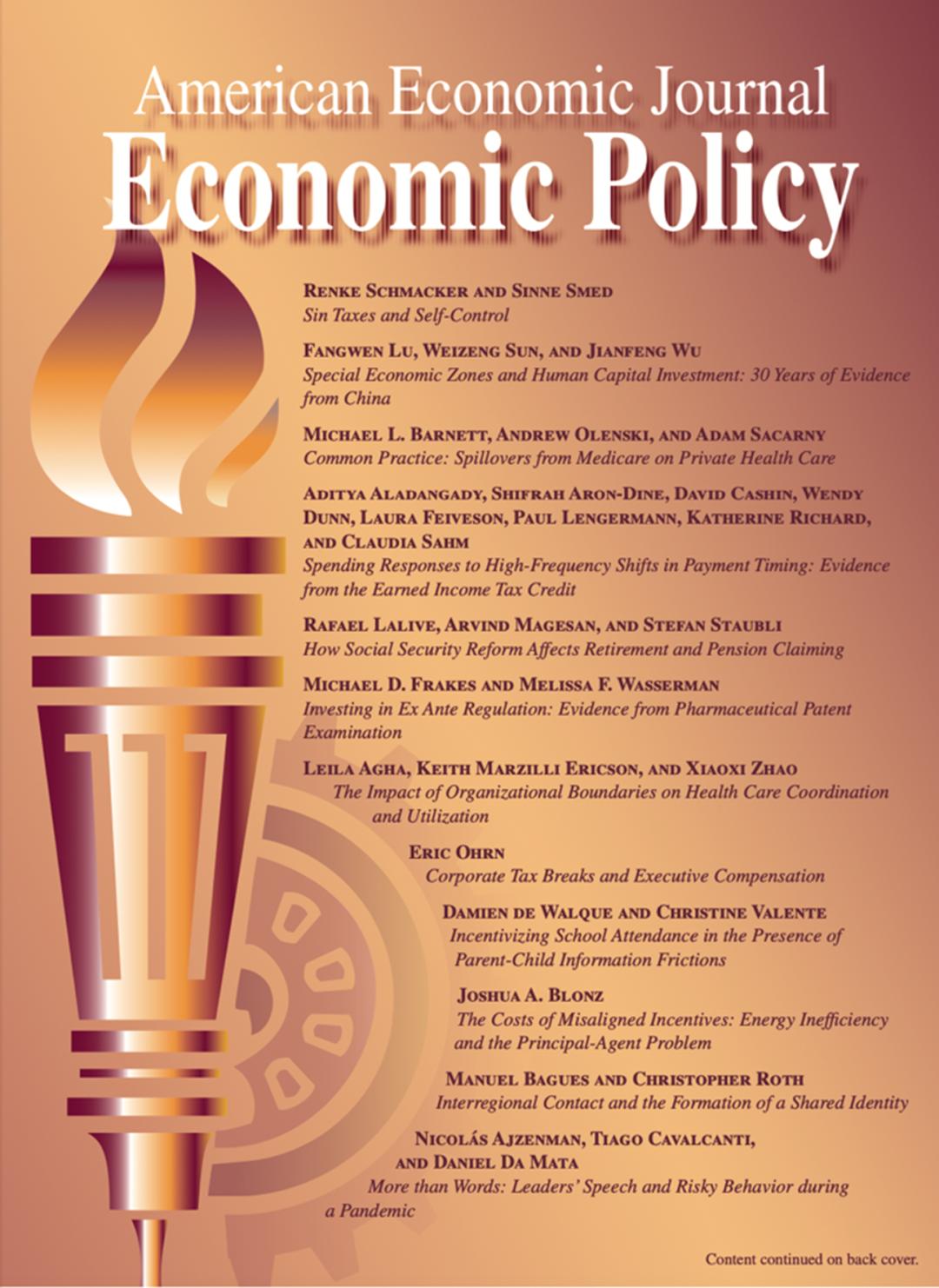 前沿 | 全球十大正规网赌网址吴建峰在《American Economic Journal: Economic Policy》发表合作论文